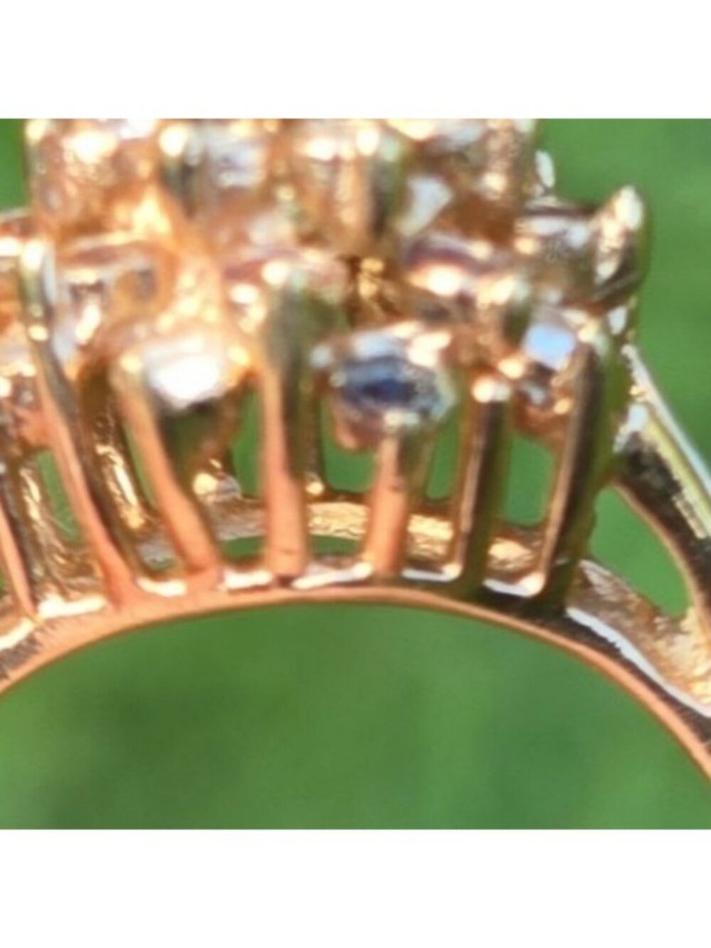 Vintage 14K HGE Cocktail Ring Gold Citrine & White Rhinestone Joseph Esposito - Picture 7 of 13